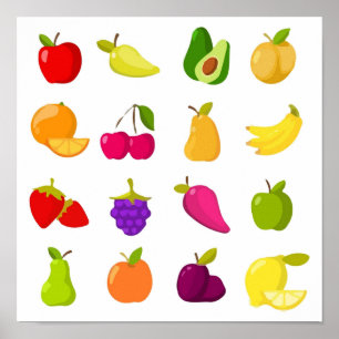 Poster Coleção de clipart vetor do Cartoon fruta