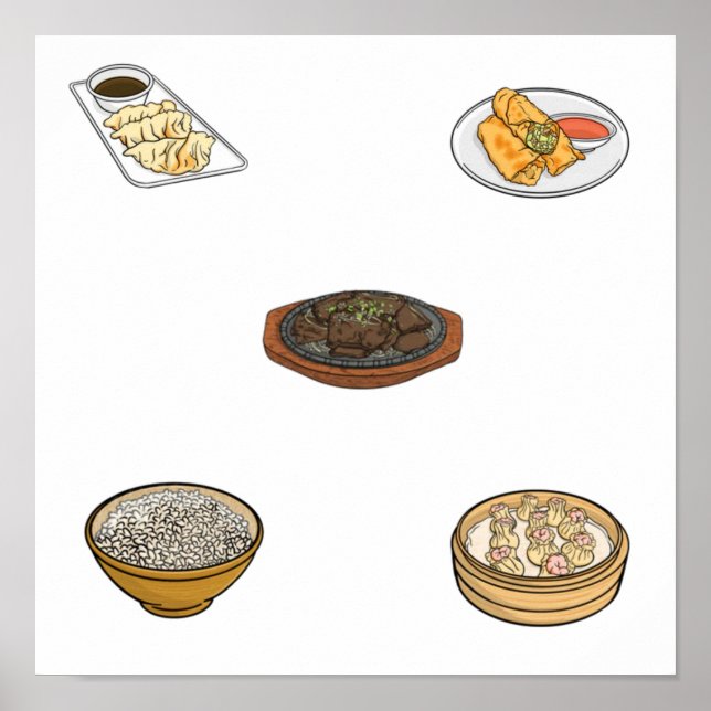 Poster Coleção de comidas asiáticas (Frente)