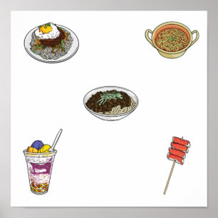 Poster Coleção de comidas asiáticas