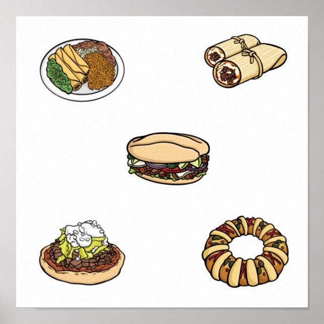 Poster coleção de comidas mexicana (Frente)