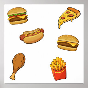 Poster Coleção de comidas rápidas