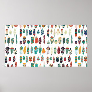 Poster Coleção de desenhar tribais de mão de boho vint