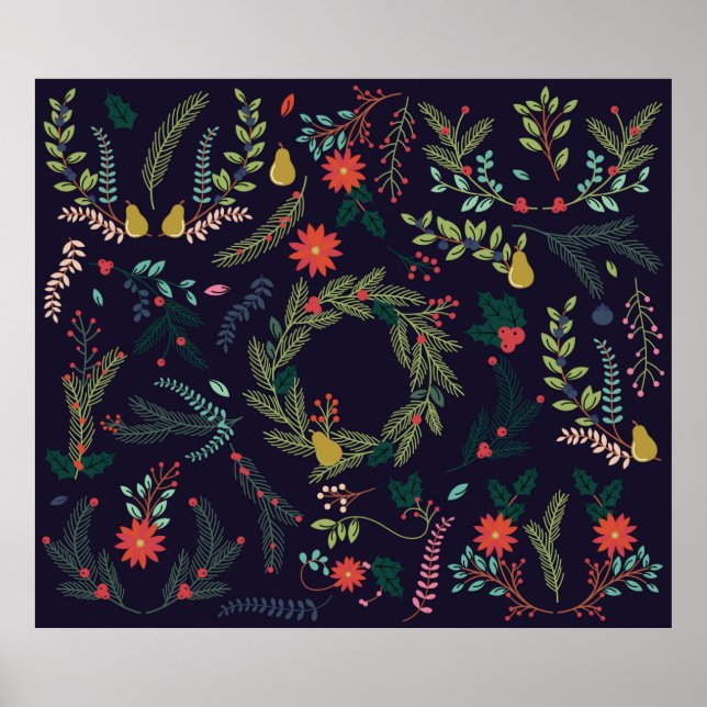 Poster Coleção de Estilos de Vintage - Natal desenhado (Frente)