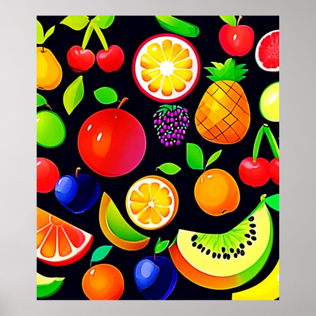 Poster Coleção de Frutas Brilhante (Frente)