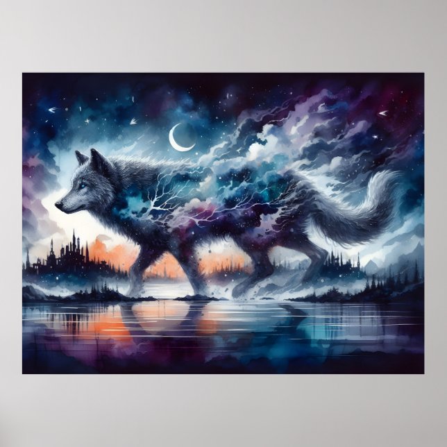 Poster Coleção de Pôsteres do Lobo Espírito Cósmico (Frente)