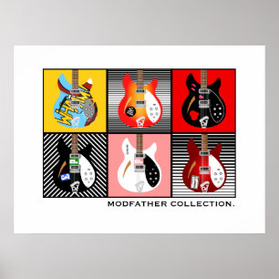Poster Coleção de violão elétrico Mod Brit Pop Art