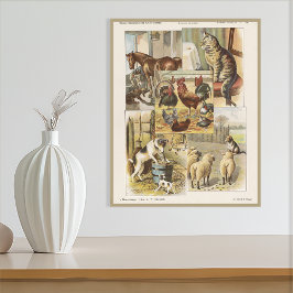 Póster Coleção Efêmera de Animais Domésticos da Fazenda