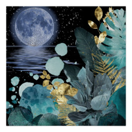 Póster Coleção Elegância Noturna Azul-Verde