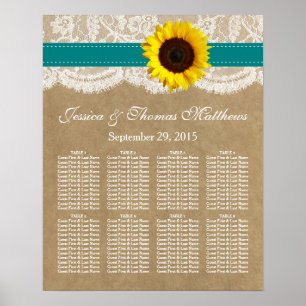 Póster Coleção Kraft, Lace & Sunflower - Teal