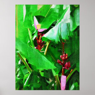 Póster Coleção tropical cor-de-rosa do jardim da árvor