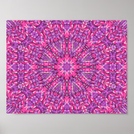 Póster Coleidoscópio Fractal, Rosa e Púrpura,