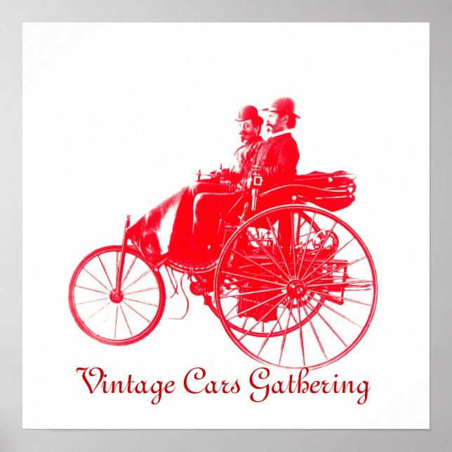 Póster Coleta de carros vintage, vermelho branco (Frente)