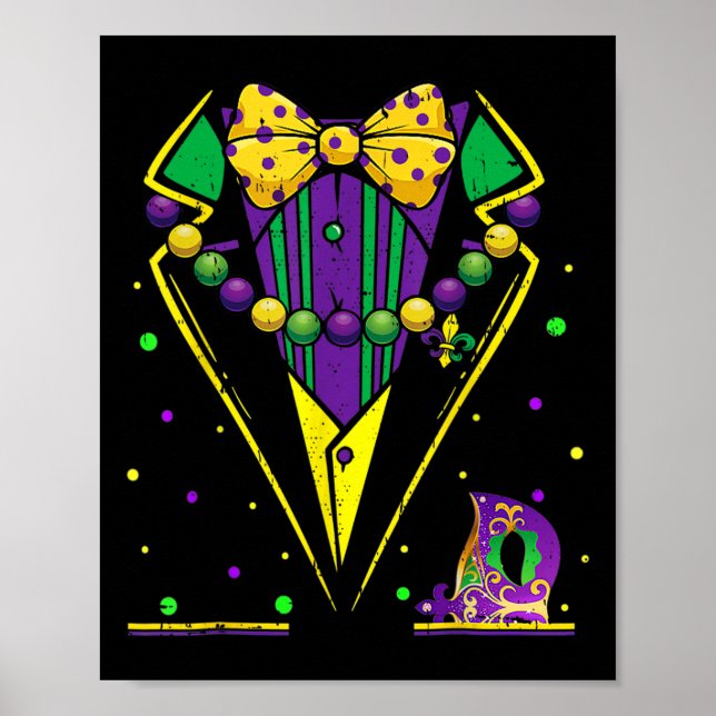 Poster Colete de Terno Mardi Gras Festa Carnaval Desfile  (Frente)