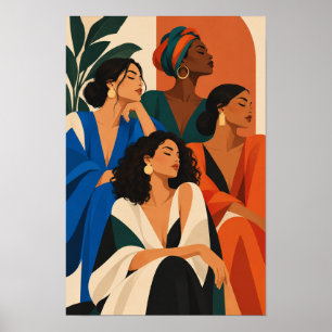 Poster Coletivo de Mulheres Elegantes Arte Moderna Colori