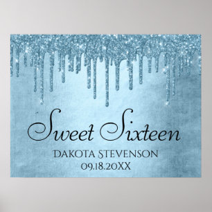 Poster Coletor Azul Metálico Glitzy Glam Sweet Sessent