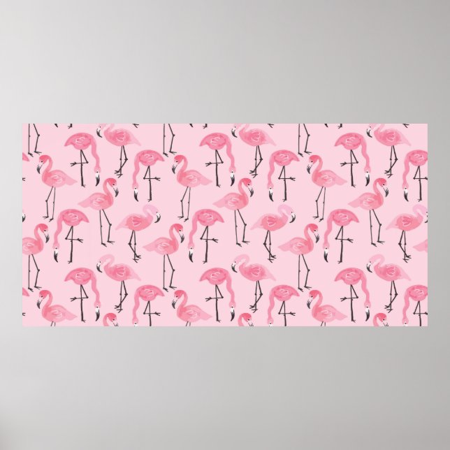 Poster Coletor de flamingo rosa, padrão de verão tropical (Frente)