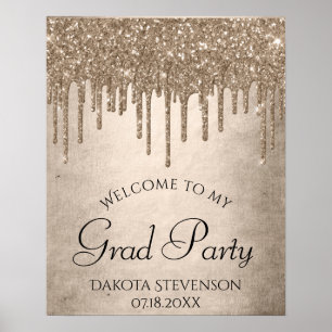 Poster Coletor de Taupe Graduação Dourada em champanhe