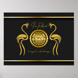 Poster Coletor Flamingo Certificado Aposentado Dourado