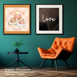 Póster Colheita de Abóbora Rosa de Queda Personalizar Açã