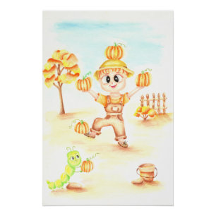 Póster colheita de feliz, garotinho de gengibre