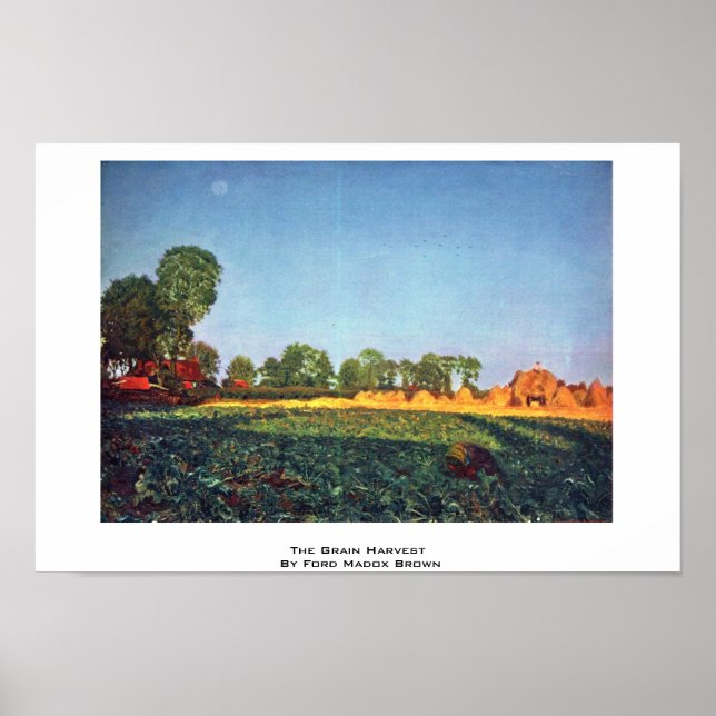 Póster Colheita De Grãos Por Ford Madox Brown (Frente)