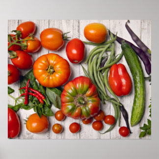 Poster Colheita de legumes e plantas aromáticas