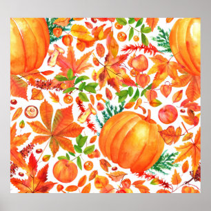 Poster Colheita de outono: Abundância de queda de aquarel