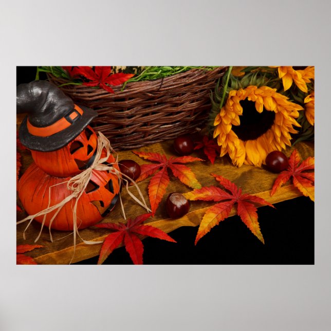 Poster Colheita de outono Autumn Sunflower Pumpkins Poste (Frente)