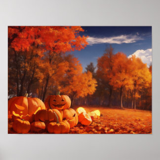 Poster Colheita de Pumpkins Feliz