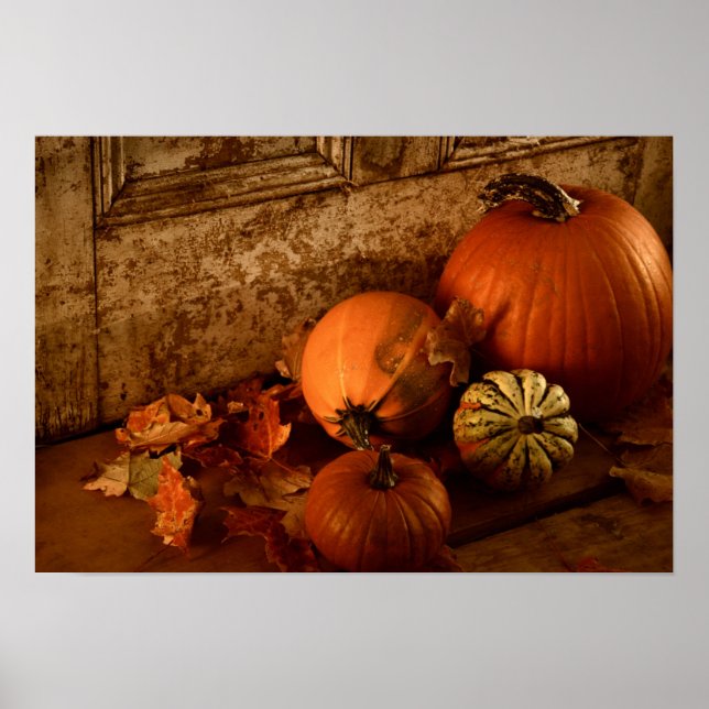 Póster Colheita De Queda/ Abóboras E Cordas Na Porta (Frente)