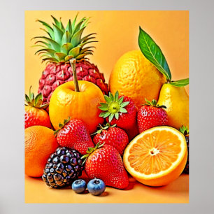 Poster Colheita Fresca: Design de Colheita de Frutas Vibr