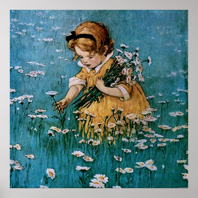 Poster Colhendo Margaridas por Jessie Willcox Smith (Frente)