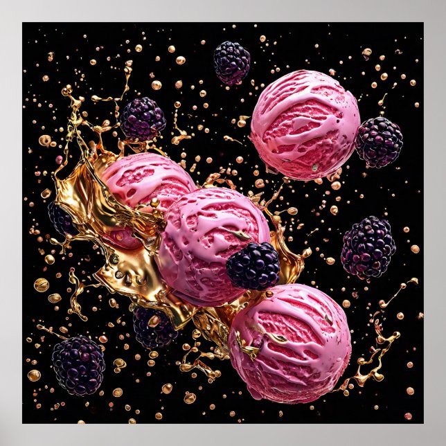 Poster Colheres de sorvete rosa (Frente)