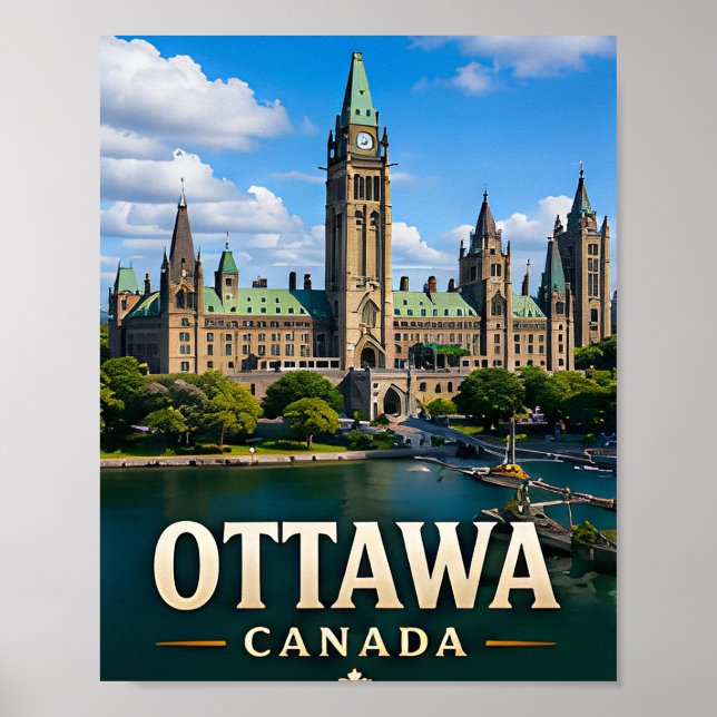 Poster Colina do Parlamento de Ottawa e Patrimônio Canade (Frente)