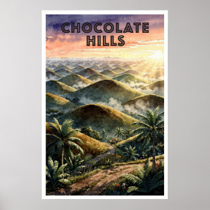 Poster Colinas de Chocolate Filipinas Viagem Vintage
