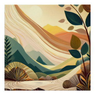 Póster Colinas Fluidas - Arte de Muro da Natureza Abstrat