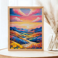 Colinas Rolantes Vibrantes Pintura de Girassol