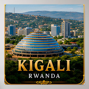 Poster Colinas Verdes de Kigali e Horizonte Moderno de Ru