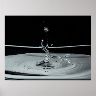 Poster Colisão de gotas de água em preto e branco