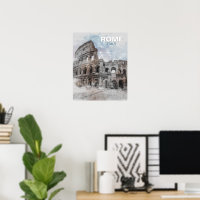 Coliseu Vintage Roma – Parede de Viagem Italiana R