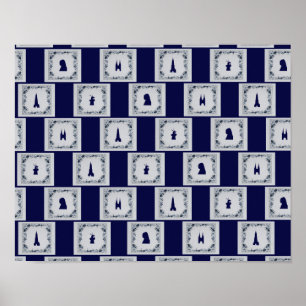 Póster Collage Delft azulejos azuis