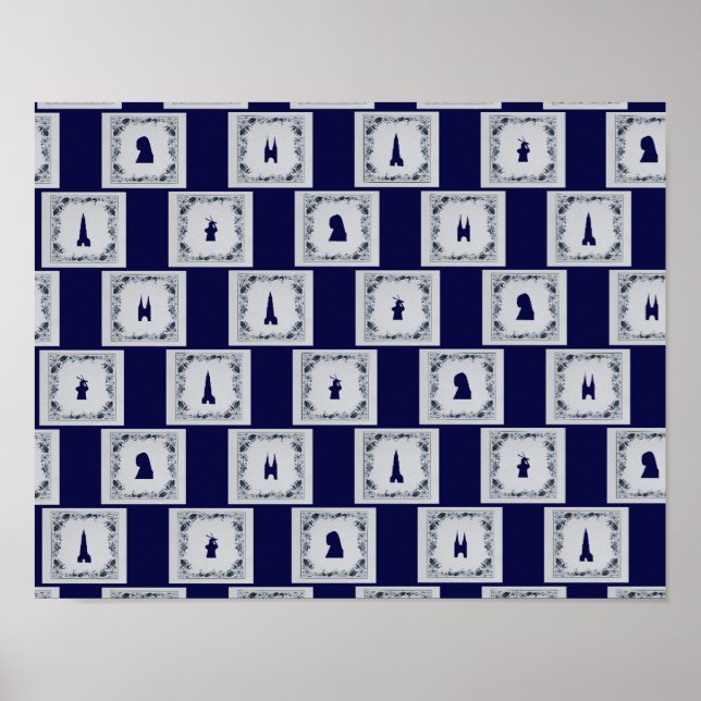 Póster Collage Delft azulejos azuis (Frente)