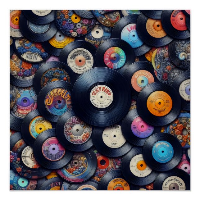 Póster Collection Vinyl Record Pattern 80s Retro Spectrum (Frente)