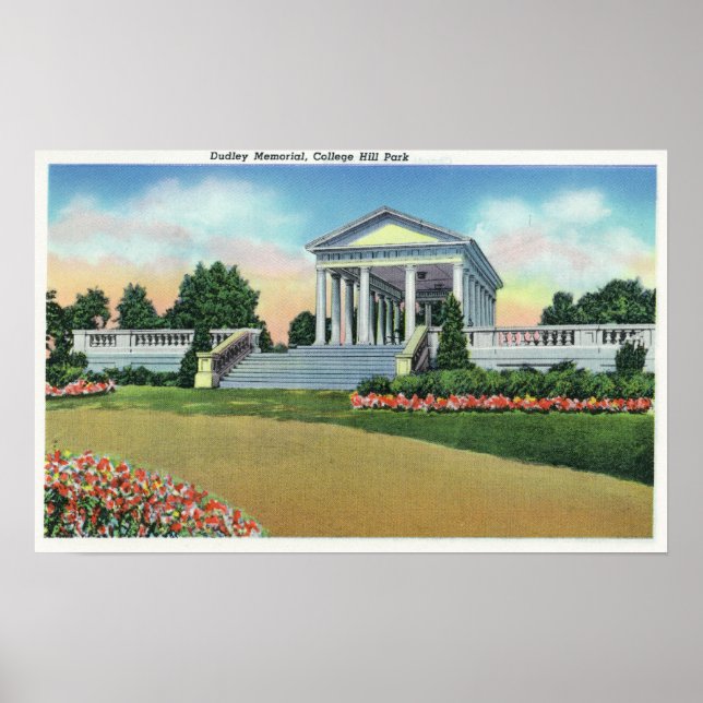Póster College Hill Park View of Dudley Memorial (Frente)