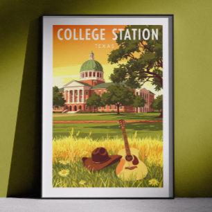 Poster College Station Texas Antigo