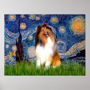 Poster Collie 1 - Noite Estrelada
