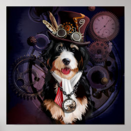 Poster Collie de borda em uma fantasia de steampunk. Aqua