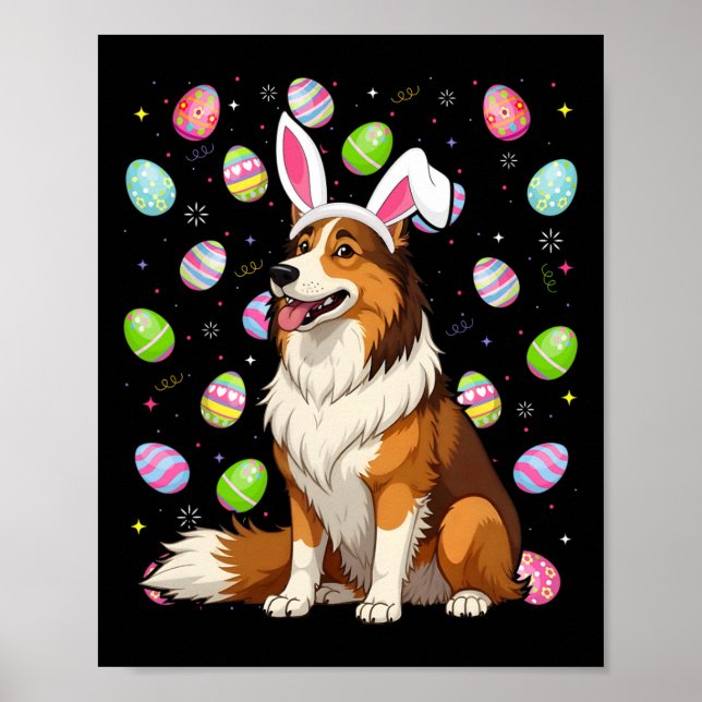 Poster Collie Dog Easter Ovo Hunt Cony Ear Páscoa (Frente)