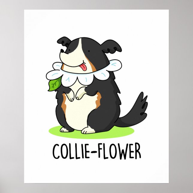 Poster Collie-flower Funny Border Collie Dog Pun (Frente)
