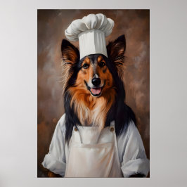 Poster Collie In Chefs Hat Poster, Pet Poster, Collie In